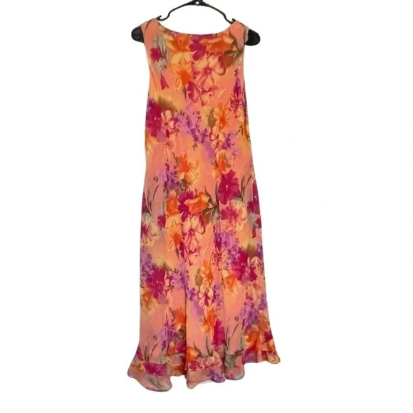 Vibrant Floral Dress - Size 12 - Double Ruffle Hem, Scoop Neck. Studio I - Picture 6 of 6